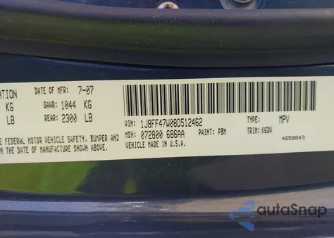 2008 Jeep Compass Sport из США, поврежденный, VIN 1J8FF47W08D512462